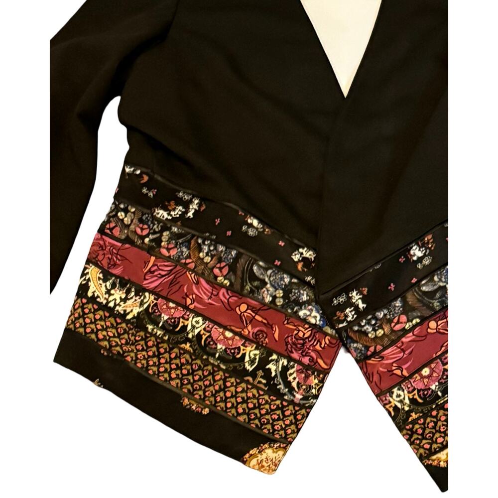 Coldwater Creek Blazer Size L Open Front Jacket Black Patchwork Boho Cardigan - Picture 6 of 12